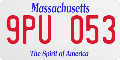 MA license plate 9PU053