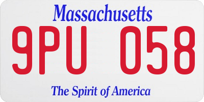 MA license plate 9PU058