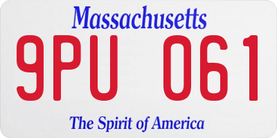 MA license plate 9PU061