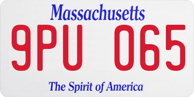 MA license plate 9PU065