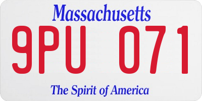 MA license plate 9PU071