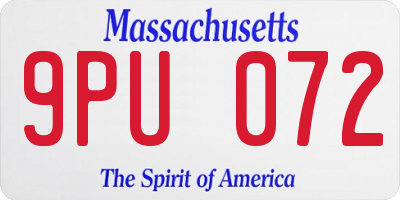 MA license plate 9PU072