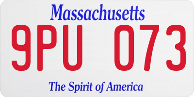 MA license plate 9PU073
