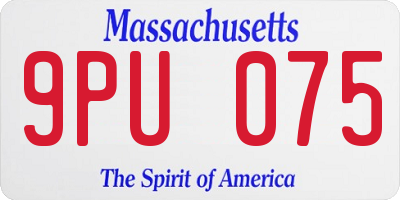 MA license plate 9PU075