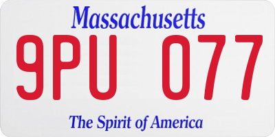 MA license plate 9PU077