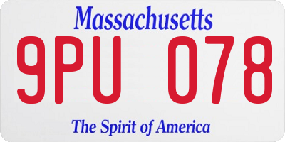 MA license plate 9PU078