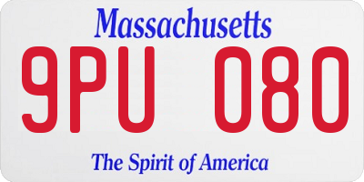 MA license plate 9PU080