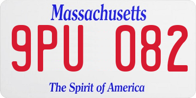 MA license plate 9PU082