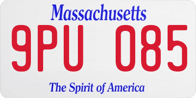 MA license plate 9PU085