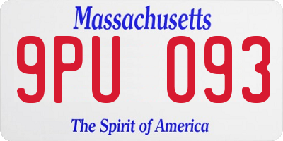 MA license plate 9PU093