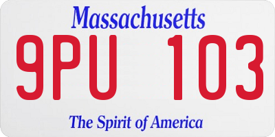MA license plate 9PU103