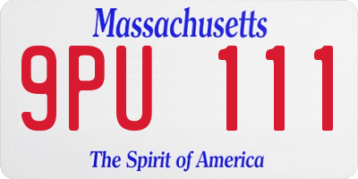 MA license plate 9PU111