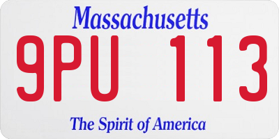 MA license plate 9PU113