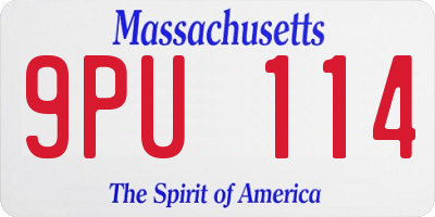 MA license plate 9PU114