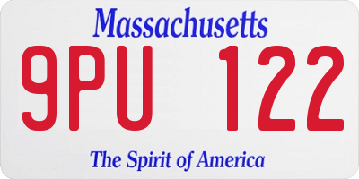 MA license plate 9PU122