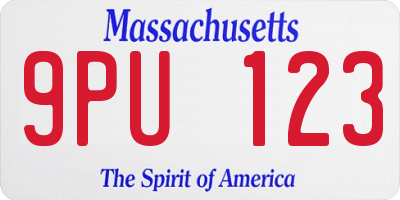 MA license plate 9PU123