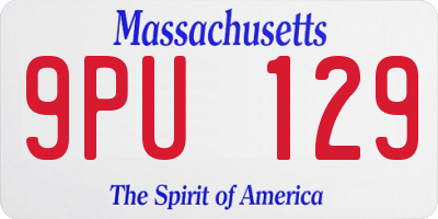 MA license plate 9PU129