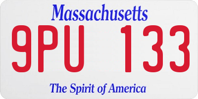 MA license plate 9PU133