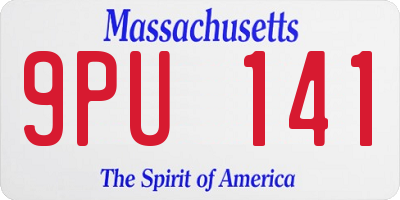 MA license plate 9PU141