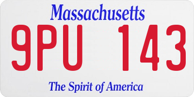 MA license plate 9PU143