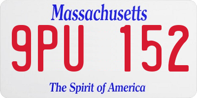 MA license plate 9PU152