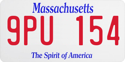 MA license plate 9PU154