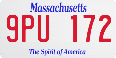 MA license plate 9PU172
