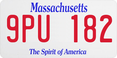 MA license plate 9PU182