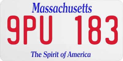 MA license plate 9PU183