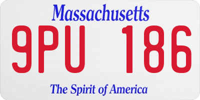 MA license plate 9PU186