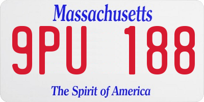 MA license plate 9PU188