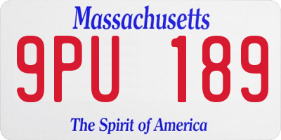 MA license plate 9PU189