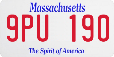 MA license plate 9PU190