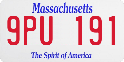 MA license plate 9PU191