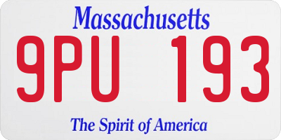 MA license plate 9PU193
