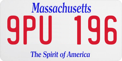 MA license plate 9PU196