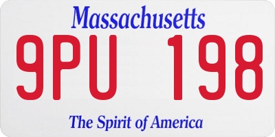 MA license plate 9PU198