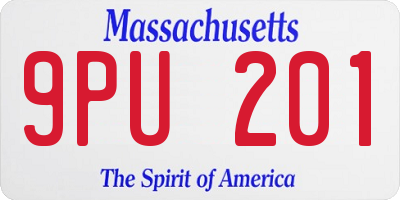 MA license plate 9PU201