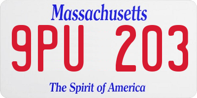 MA license plate 9PU203