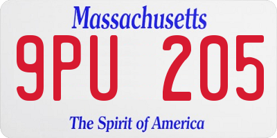 MA license plate 9PU205