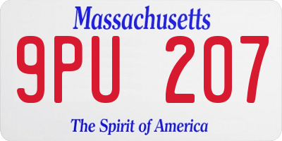 MA license plate 9PU207