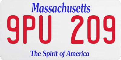 MA license plate 9PU209