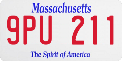 MA license plate 9PU211