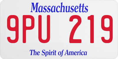 MA license plate 9PU219
