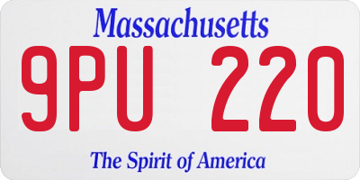 MA license plate 9PU220
