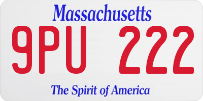 MA license plate 9PU222
