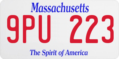 MA license plate 9PU223