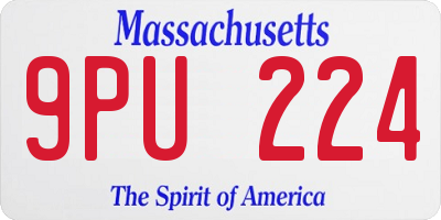 MA license plate 9PU224