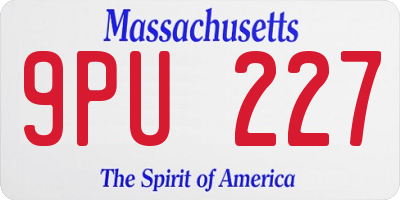 MA license plate 9PU227