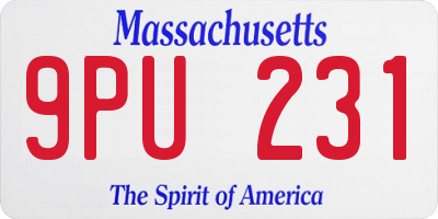 MA license plate 9PU231